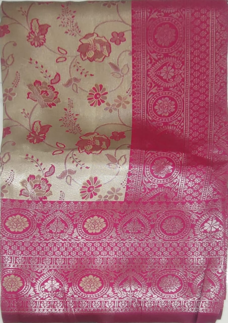 Cream colour Rajbeer Fancy Pattu sarees