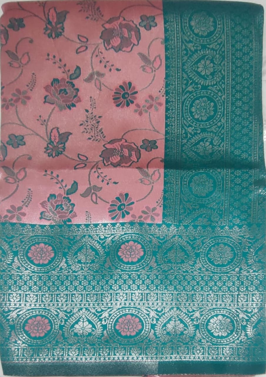 Pink colour Rajbeer Fancy Pattu sarees
