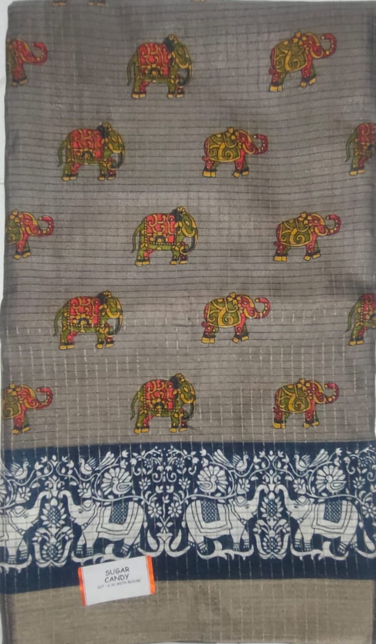 Elephant design Candy silk saree