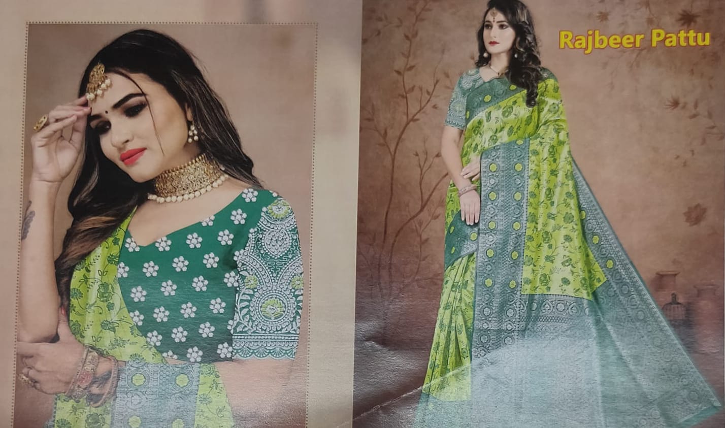 Lemon yellow colour Rajbeer Fancy Pattu sarees