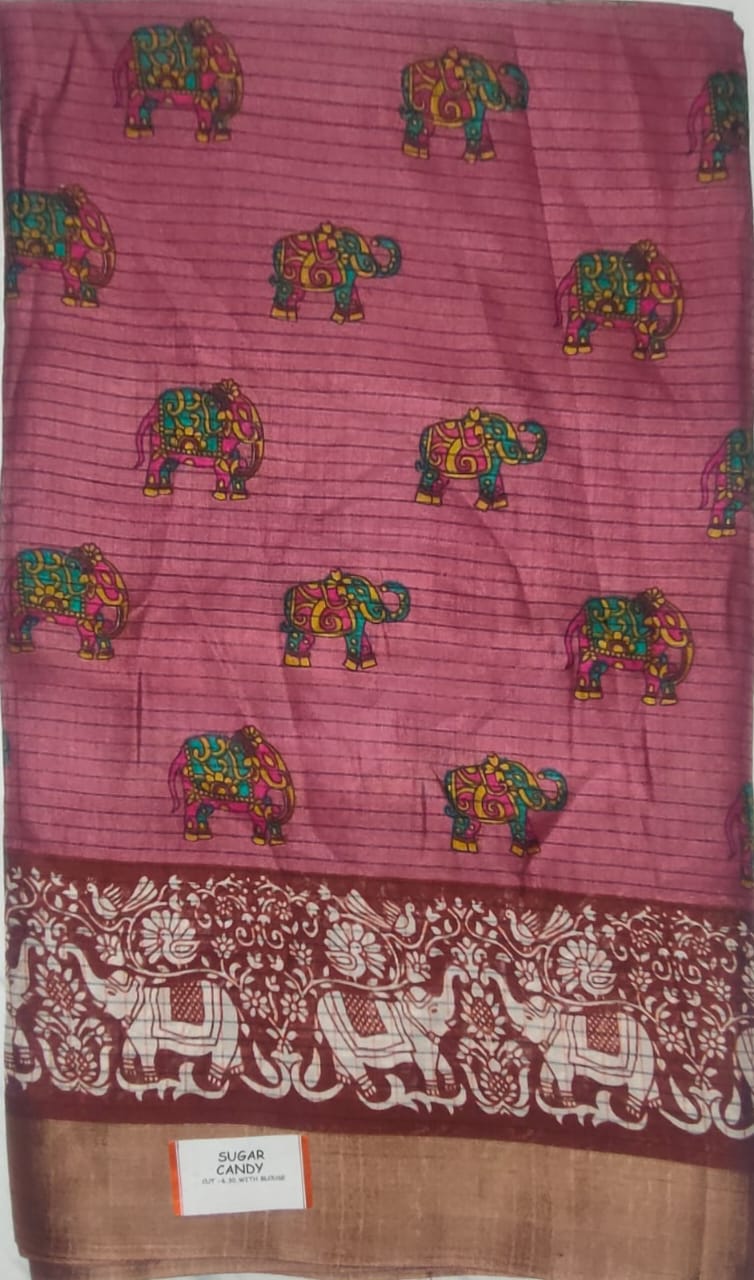 Elephant design Candy silk saree