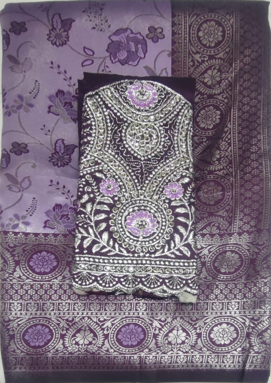Lilac colour Rajbeer Fancy Pattu sarees