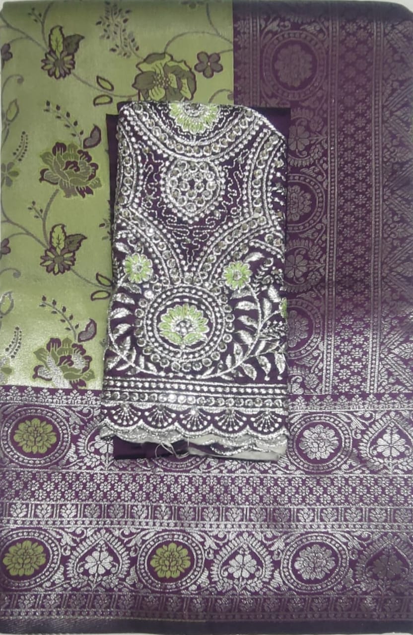 Green colour Rajbeer Fancy Pattu sarees
