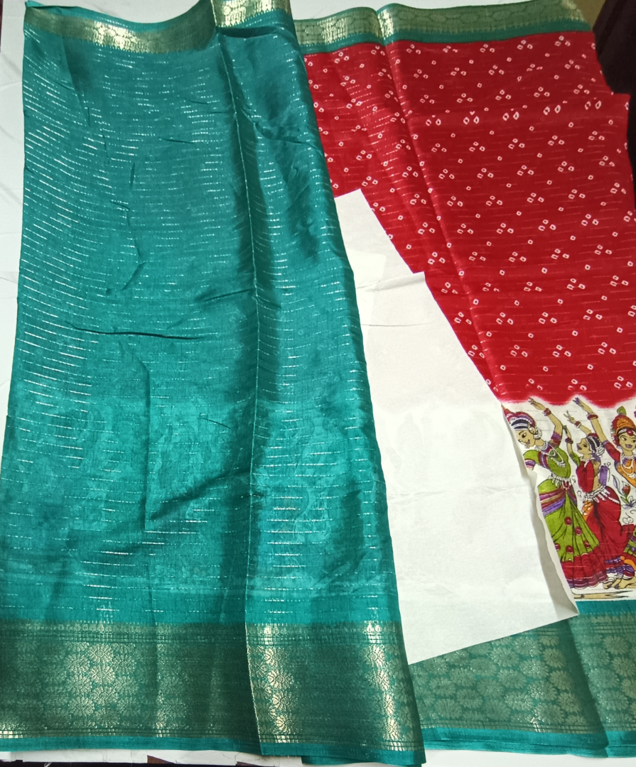 Red coconut silk saree