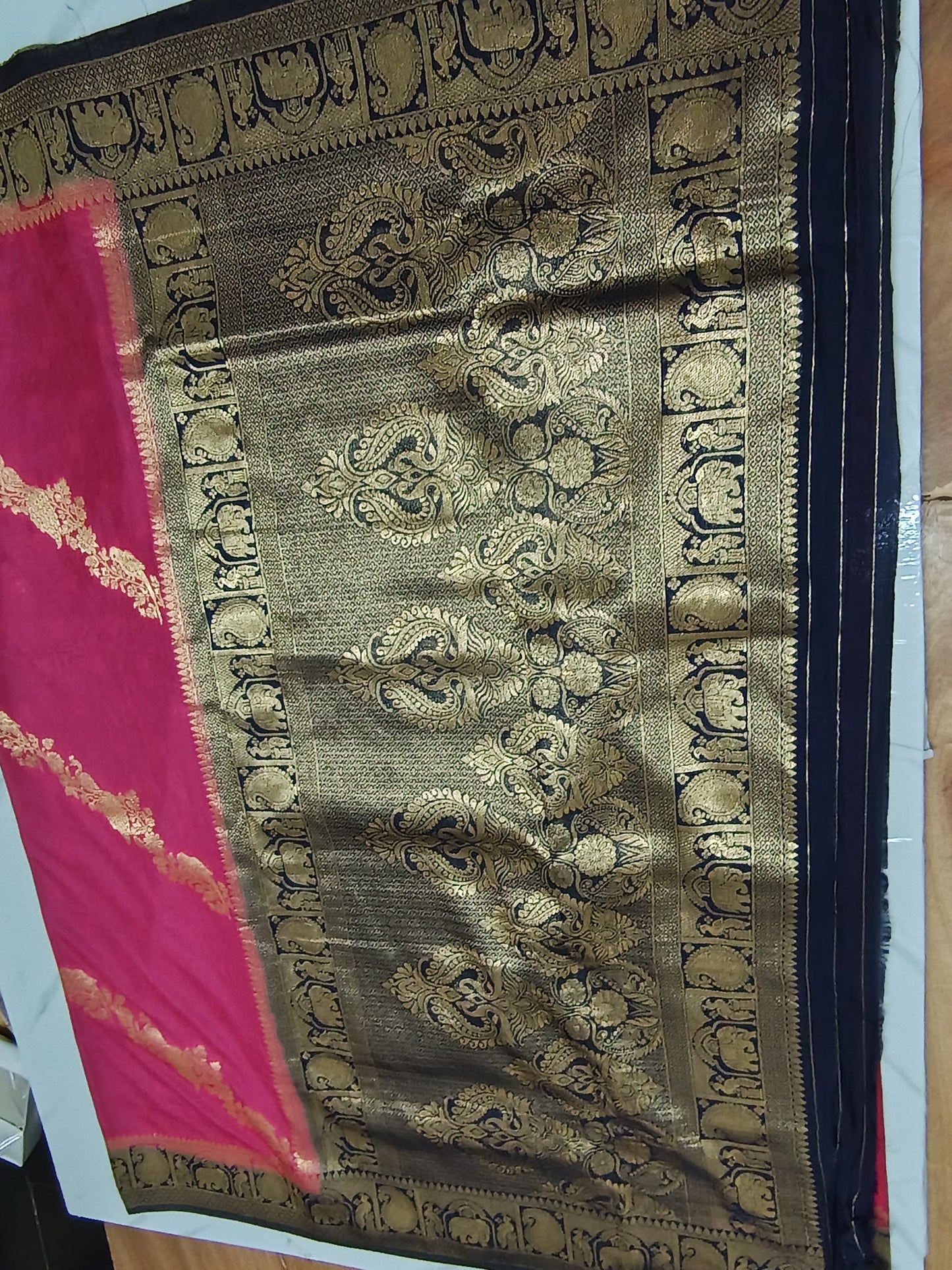 Candy Pink colur chanderi crepe silk saree