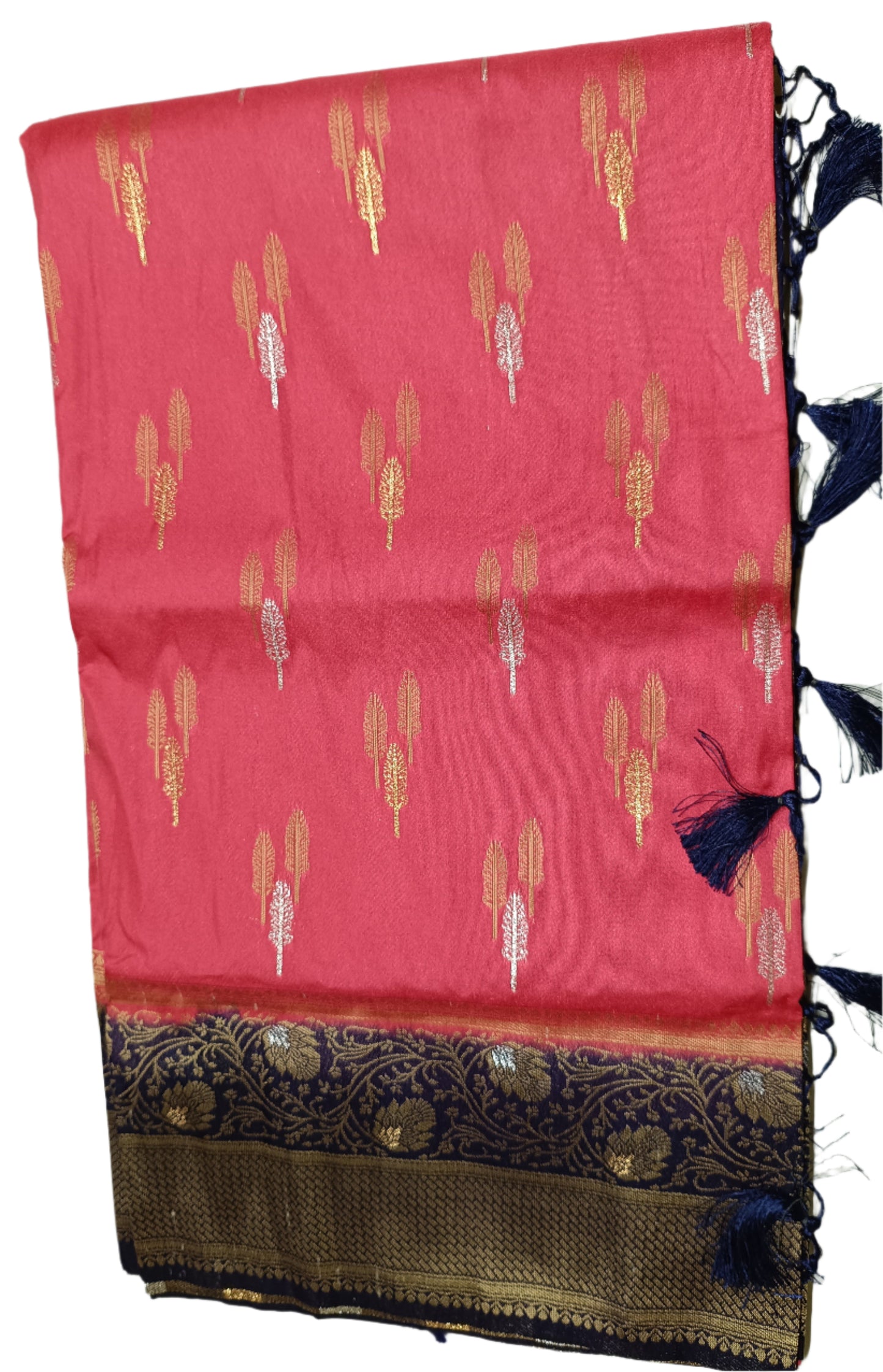 Candy Pink Dola Gold & Silver Zari sarees