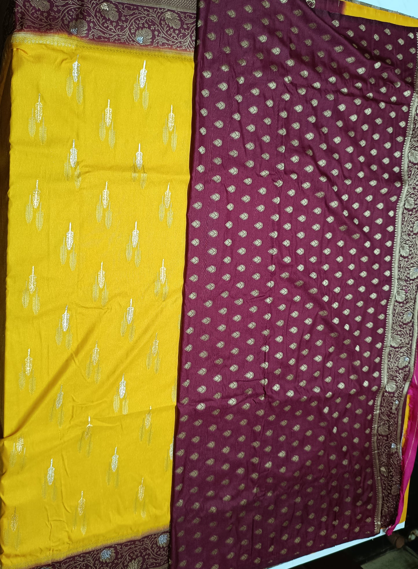 Yellow Dola Gold & Silver Zari sarees