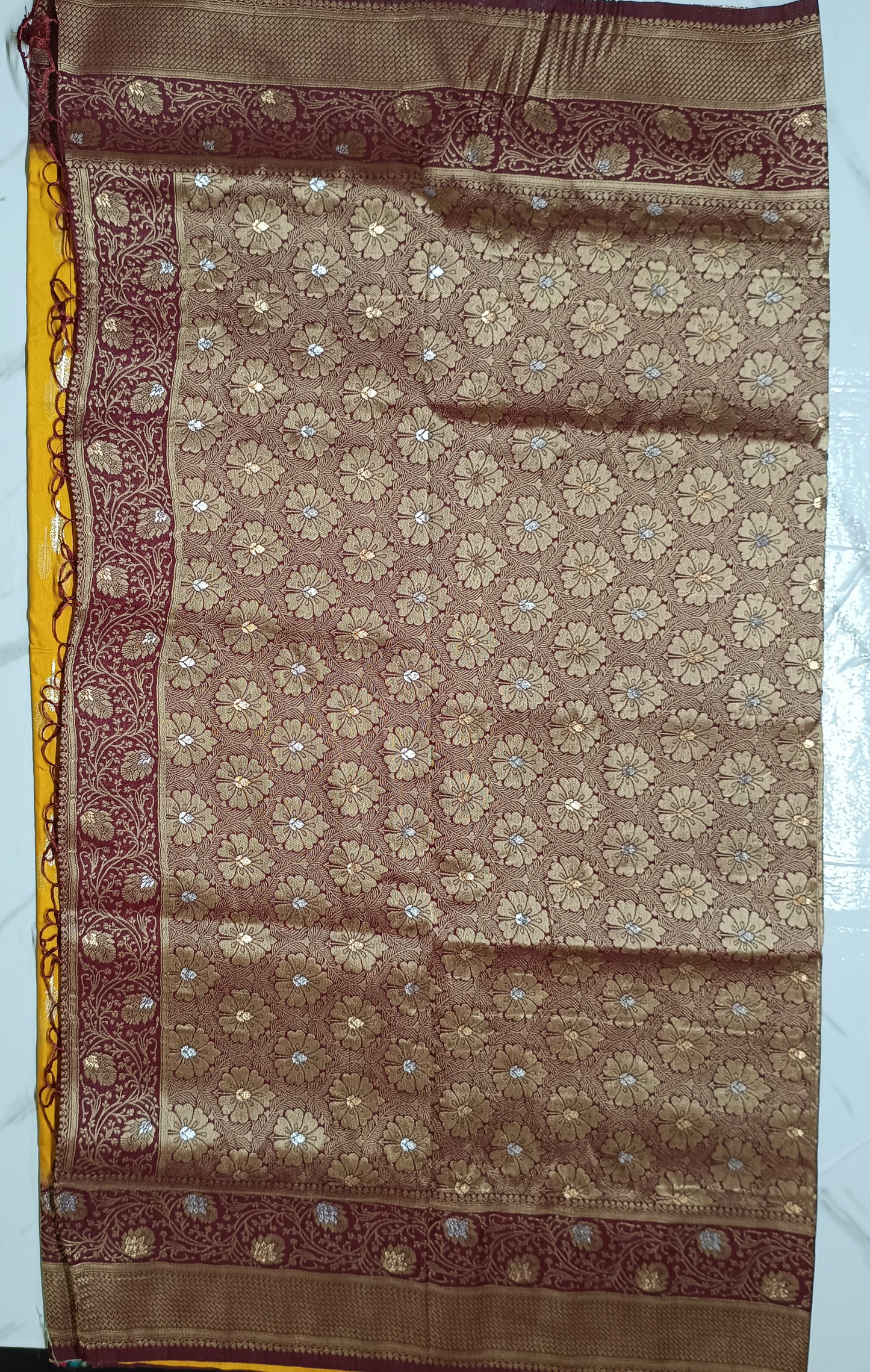 Yellow Dola Gold & Silver Zari sarees