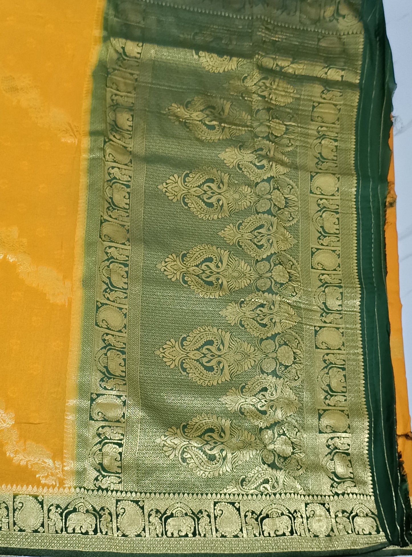 Yellow colour chanderi crepe silk saree