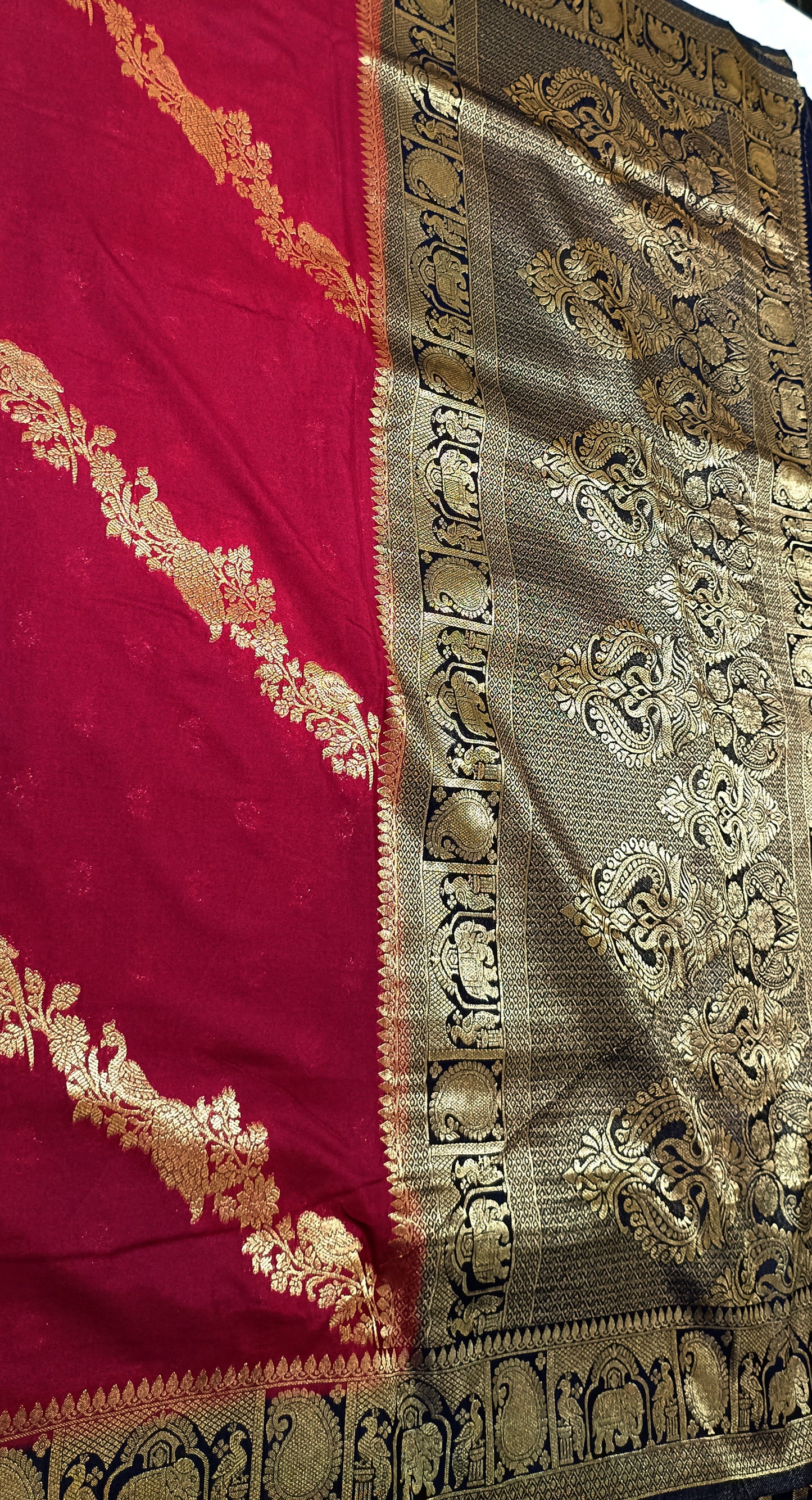 Thick Maroon chanderi crepe silk saree