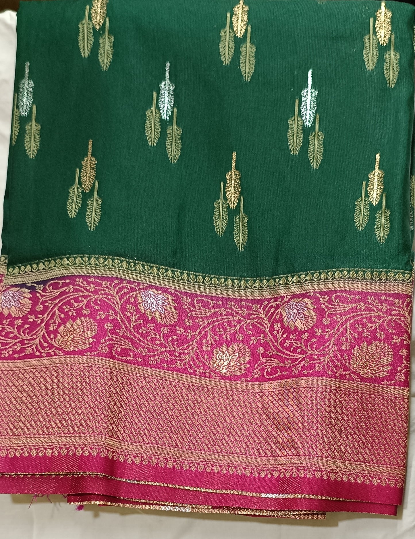 Forest Green Dola Gold & Silver Zari sarees