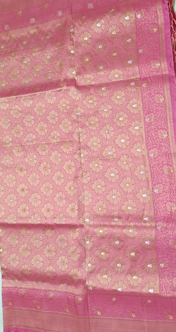 Dark Red Maron Dola Gold & Silver Zari sarees