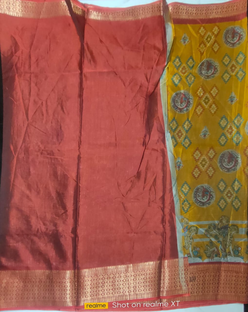 Gold color Fantasy silk sarees
