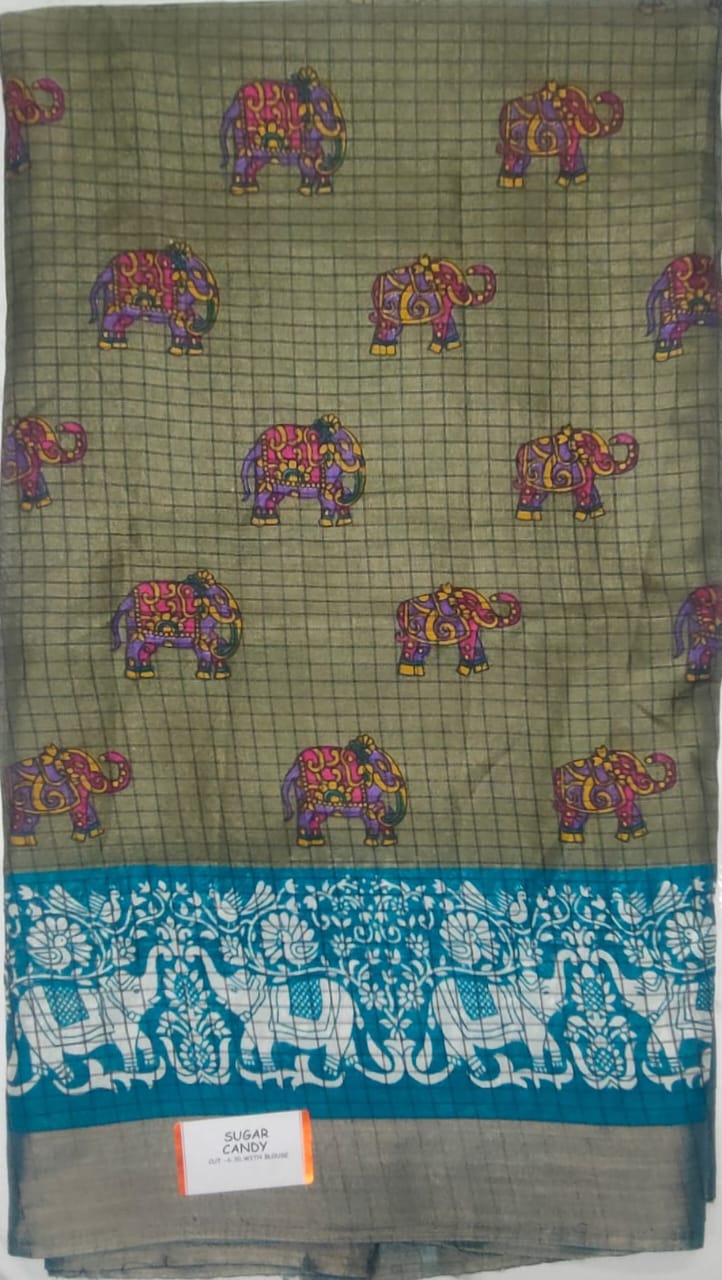 Elephant design Candy silk saree