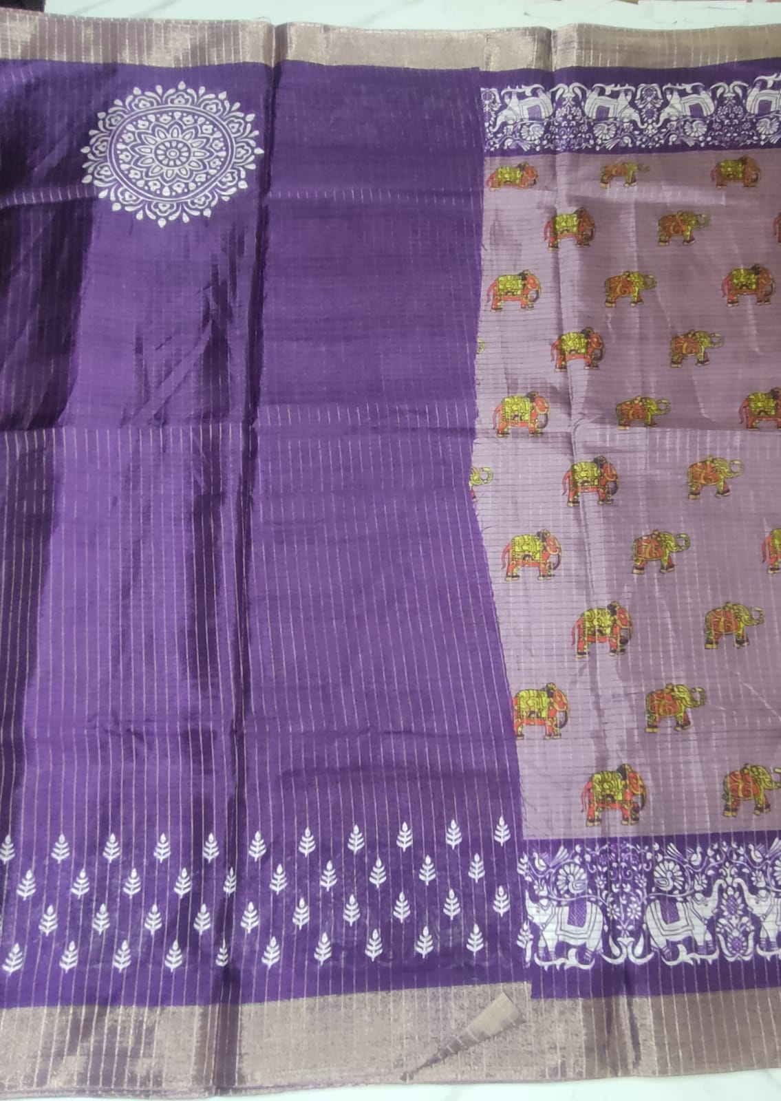 Elephant design Candy silk saree