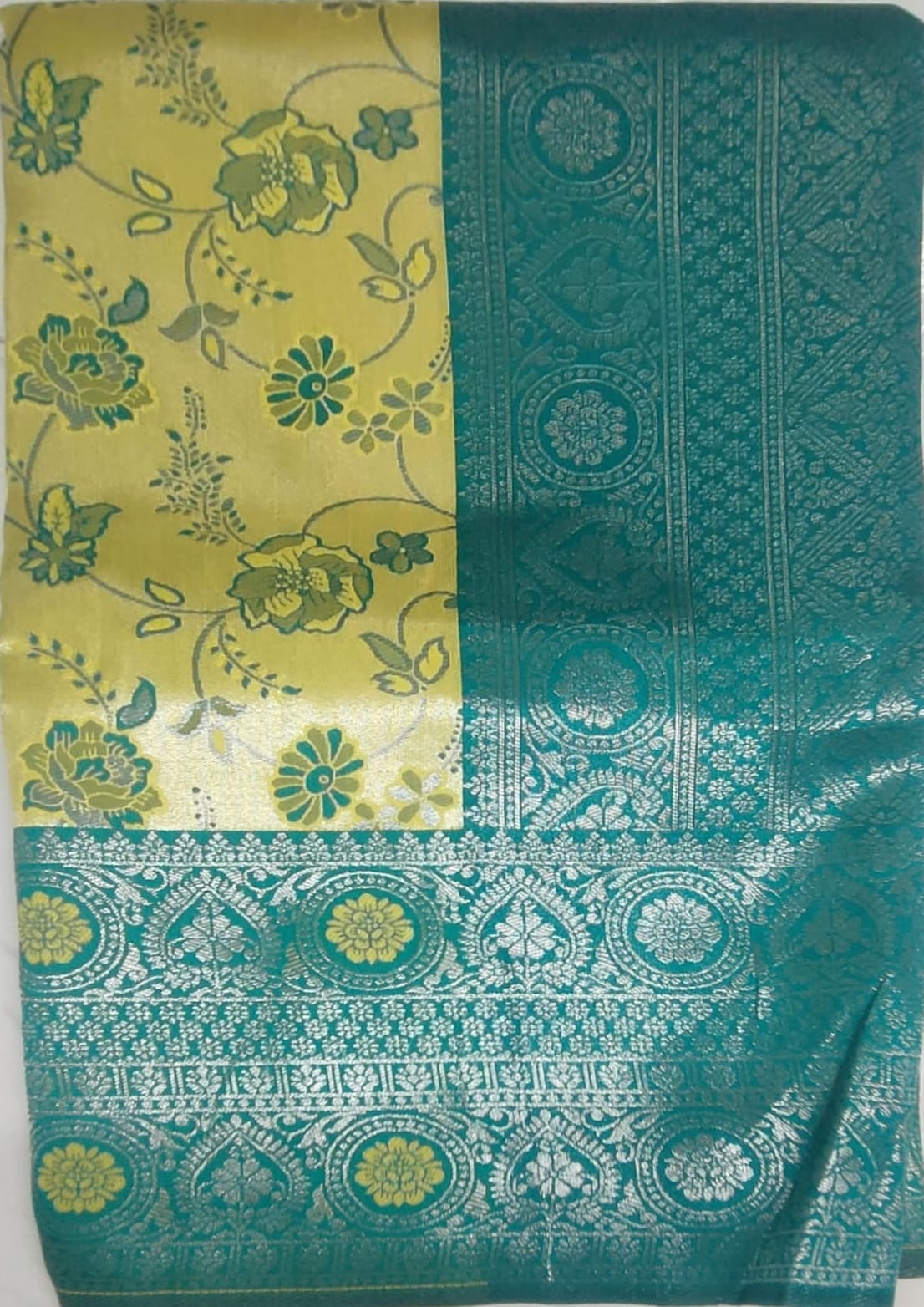 Lemon yellow colour Rajbeer Fancy Pattu sarees
