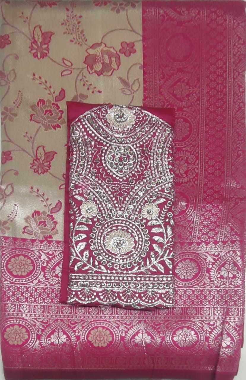 Cream colour Rajbeer Fancy Pattu sarees