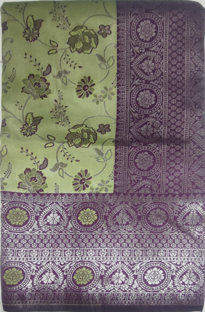Green colour Rajbeer Fancy Pattu sarees