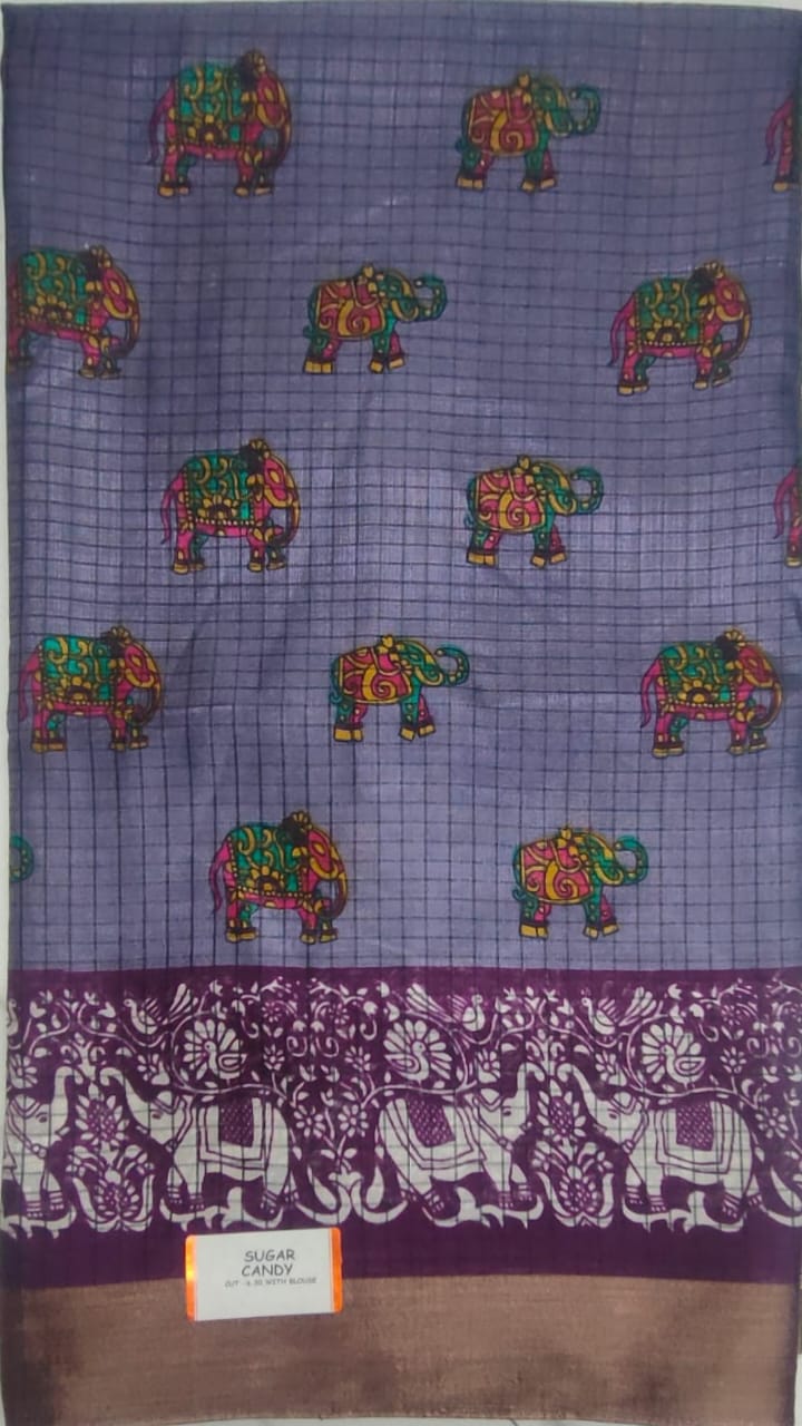 Elephant design Candy silk saree