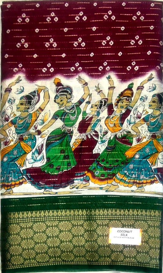 Thick Maron coconut silk saree
