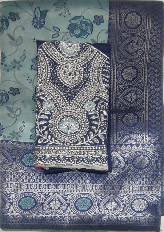 Bluecolour Rajbeer Fancy Pattu sarees