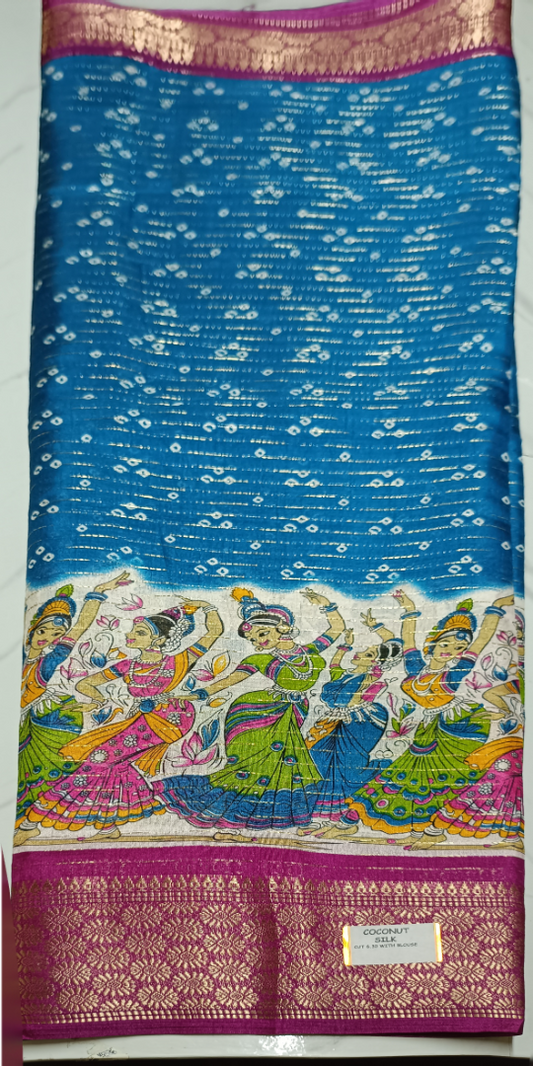 Medium  Blue coconut silk saree