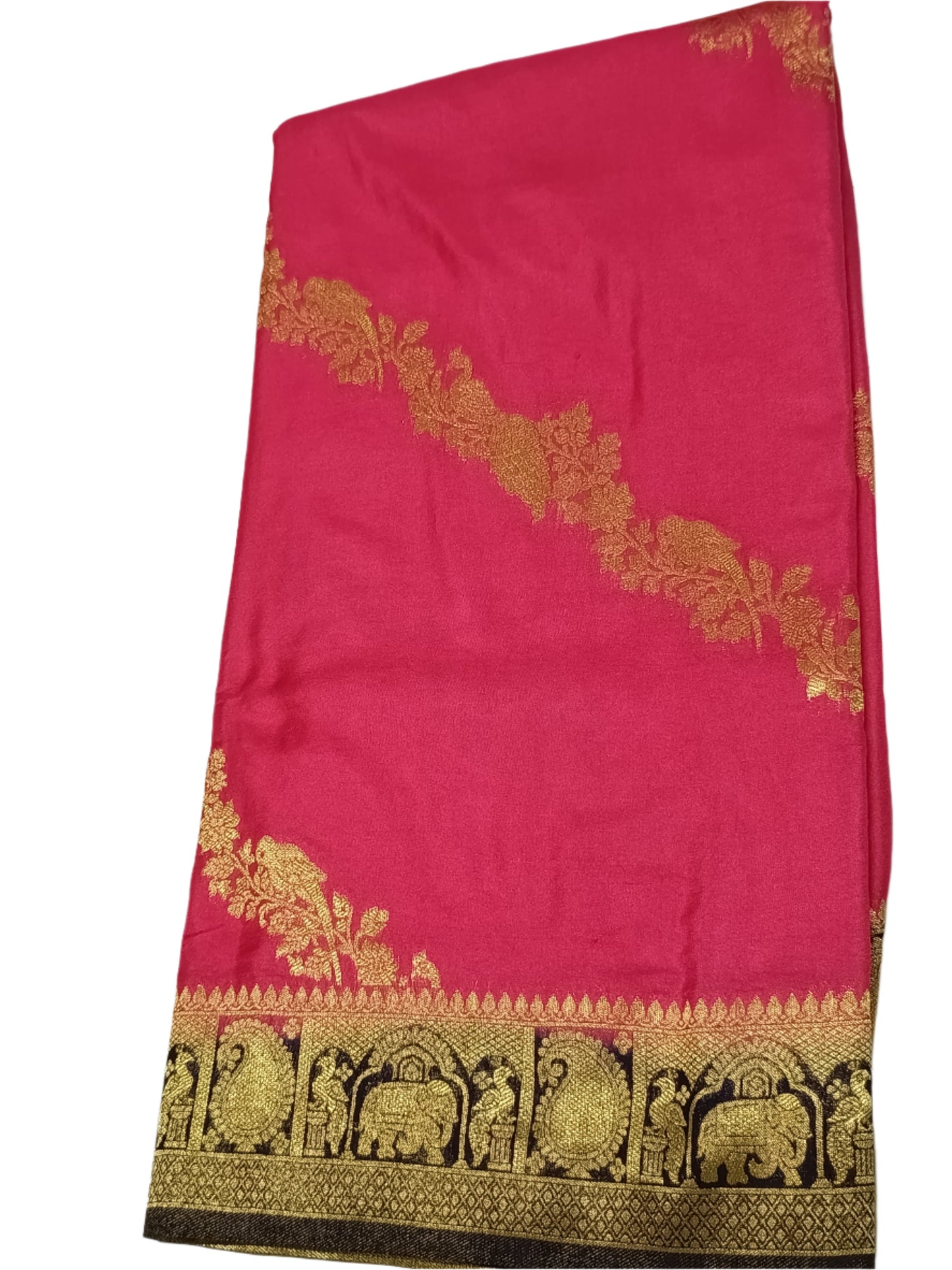 Candy Pink colur  chanderi crepe silk saree