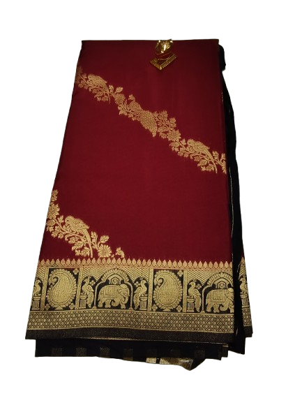 Thick Maroon chanderi crepe silk saree