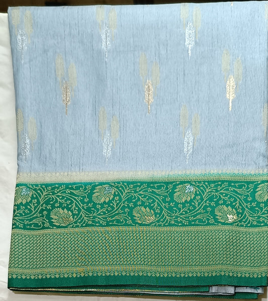 Light gray  Dola Gold & Silver Zari  sarees (Copy)