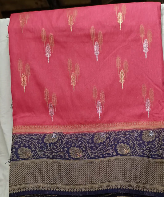 Candy Pink Dola Gold & Silver Zari  sarees