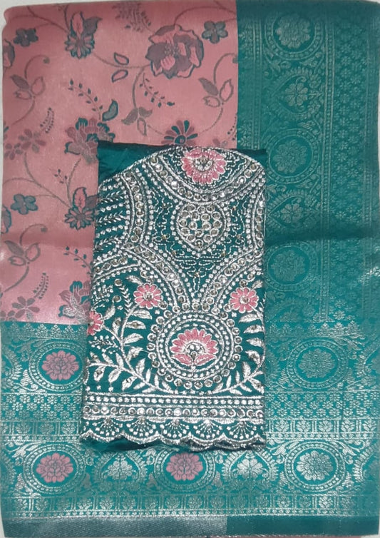 Pink colour Rajbeer Fancy Pattu sarees