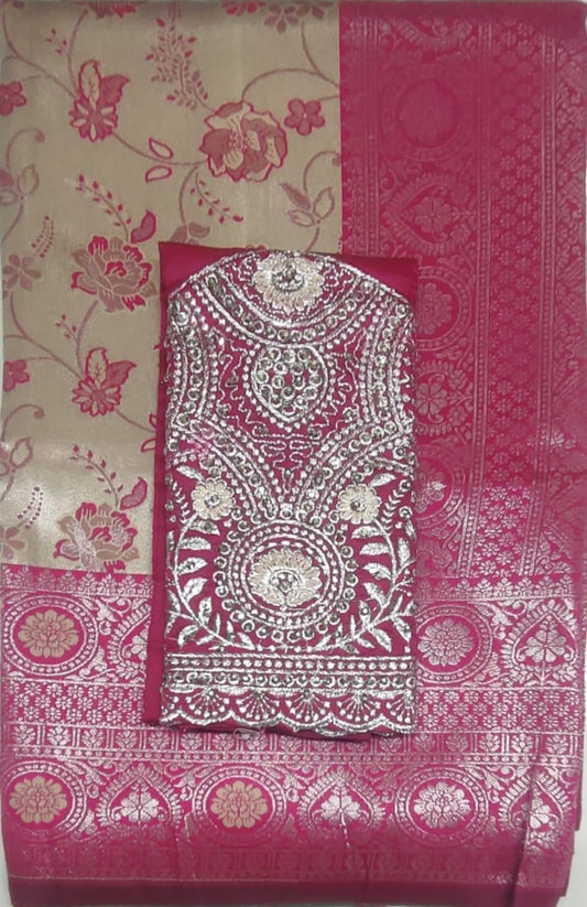 Cream colour Rajbeer Fancy Pattu sarees