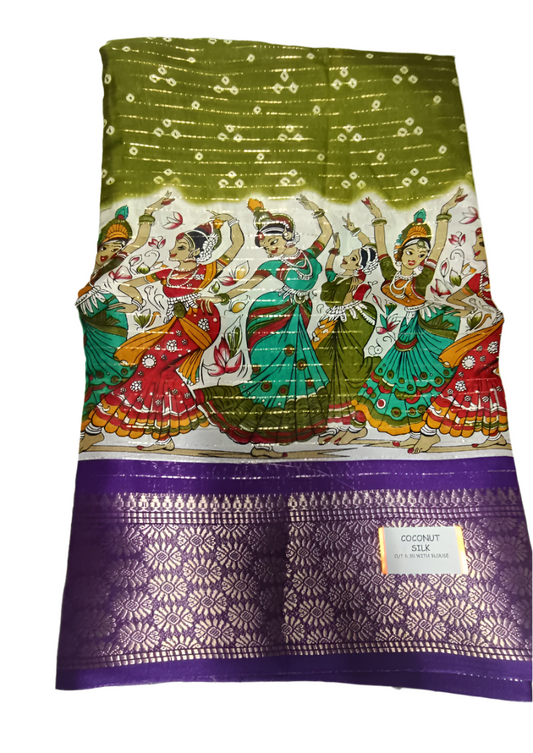Green coconut silk saree