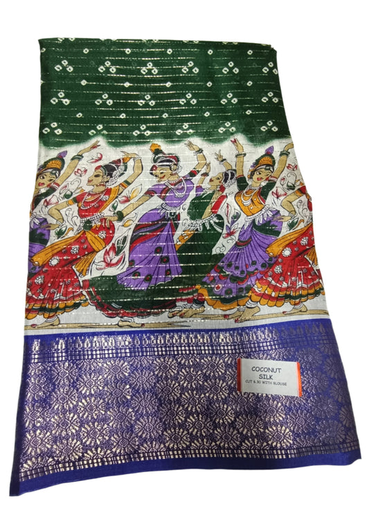 Thick green coconut silk saree