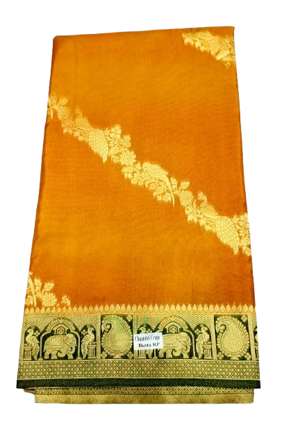 Yellow colour  chanderi crepe silk saree